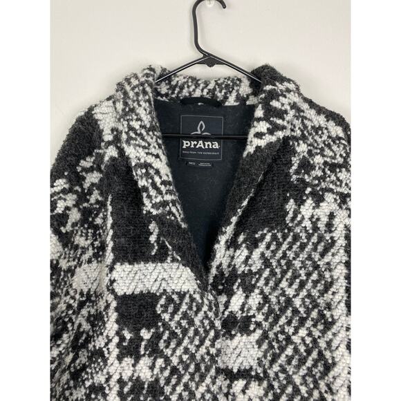 Prana Sakari Jacket Size Medium Black White Oversized Wool Textured - Picture 4 of 8